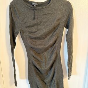 Express Gray Long Sleeve Sweater Dress